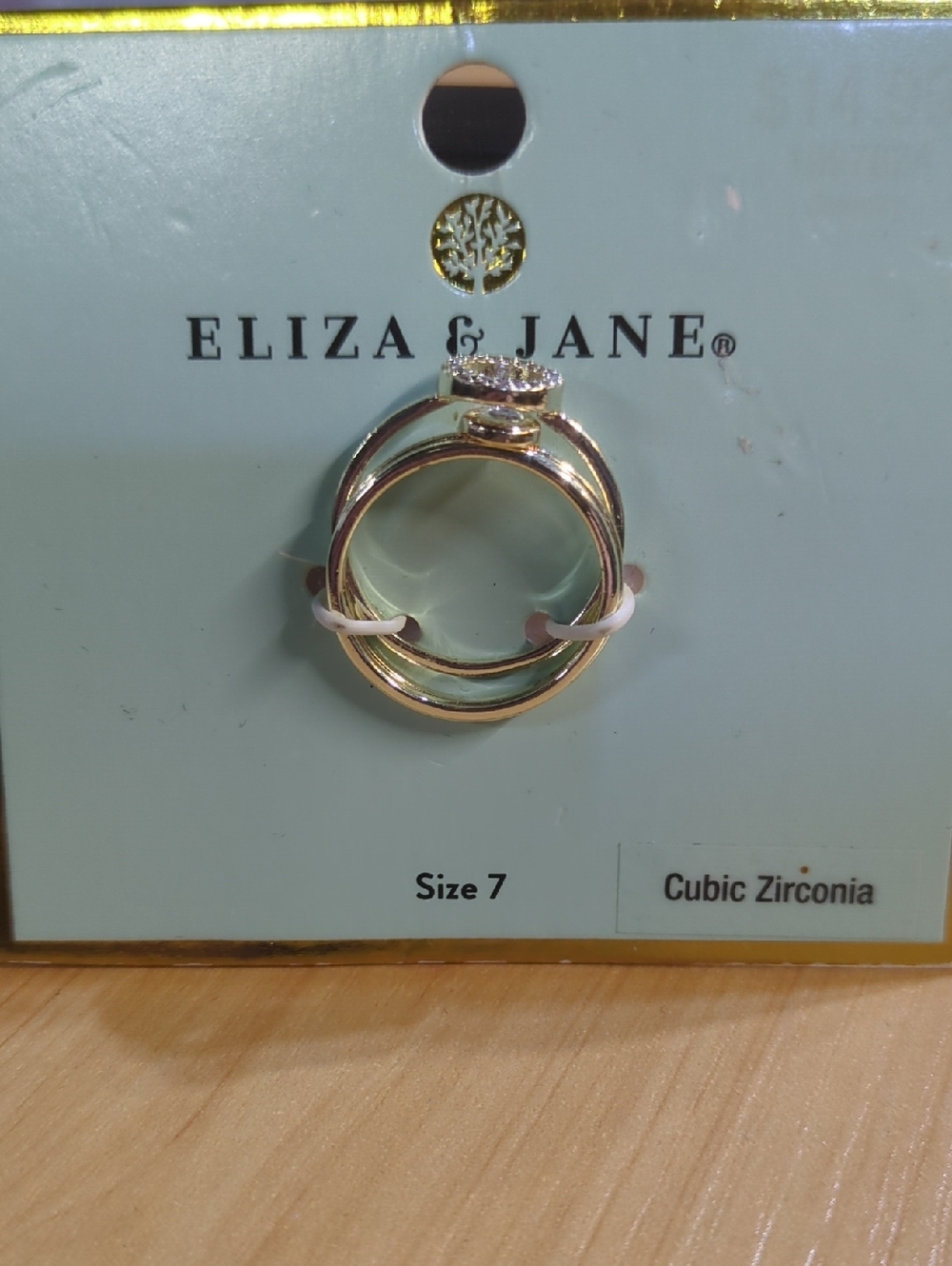 Gold-Tone Cubic Zirconia Stacking Ring Set - Gold, Size 7